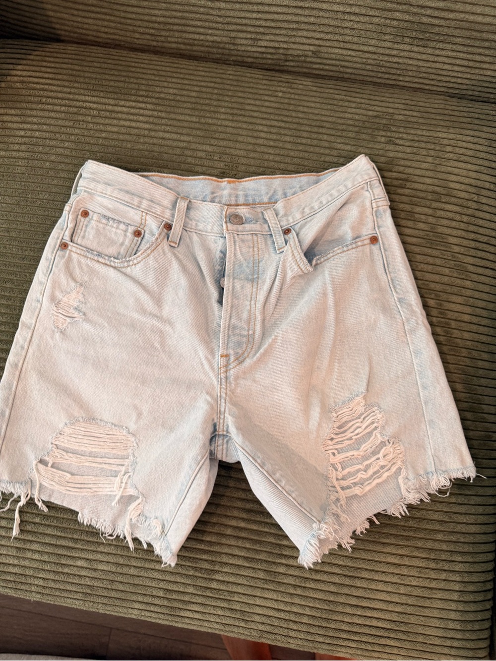 Levi's Light Blue Distressed Denim Shorts